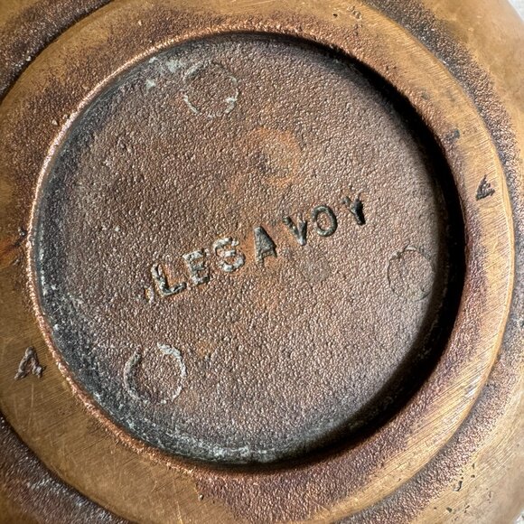 Small Vintage Brass Round Decorative Plate with Center Design - Picture 6 of 8